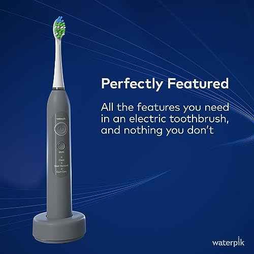 Waterpik Sensonic Sonic Electric Toothbrush, Rechargeable Toothbrush for Adults with 3 Modes, Travel Case, USB Charger, Modern Gray STW-03W027, Packaging May Vary