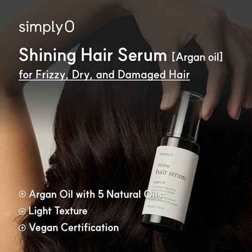 simplyO Shining Hair Serum for Hair Repair, Nourishing Argan Oil for Frizzy, Dry and Damaged Hair, Cruelty Free, Vegan, 2.7 fl oz.