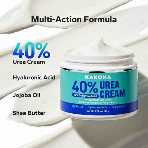 Urea Cream (5.29 Oz), Urea Cream 40 Percent with 2% Salicylic Acid, Foot Cream for Dry Cracked Heels and Feet, for Exfoliation, Skin Barrier Repair & Intensive Hydration