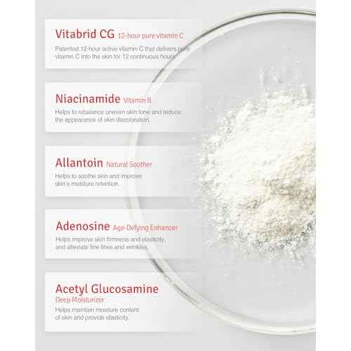 Vitamin C Boost Powder for Face with Niacinamide - 12 hours Active Vitamin C - Even Skin Tone, Age Defying, Minimizing Pores - Mix Powder with Serum & Cream, 0.1oz.