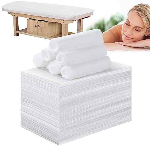 Disposable Bed Sheets for Massage Table 100 Pcs 31" x 71" Waterproof Massage Table Sheets Soft Non Woven Fabric SPA Massage Table Bed Cover Breathable for Beauty Tattoos Waxing Travel (White)