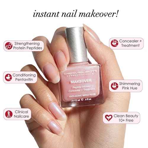 Dermelect Perfectly Polished Nail Rehab Kit ? Nail Concealer & Strengthener Duo with Peptides, Squalene & Optic Brighteners for Damaged Nails, Natural Pink Tint, Glossy Finish, 2-Piece Set