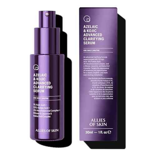Allies of Skin Azelaic & Kojic Clarifying Face Serum | Clinically Proven for Acne & Blemish Prone Skin |10% Azelaic Acid Treats Pigmentation and Redness | Targets Pores & Uneven Skin Texture (1 Fl oz)
