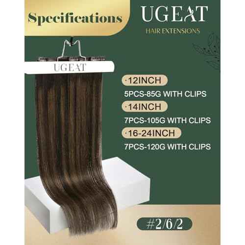 Ugeat Dark Brown Clip in Hair Extensions Real Human Hair Balayage Hair Extensions Clip in Human Hair Ombre Medium Brown Thick Remy Straight Texture Daily Styling 16 Inch 7pcs 120g