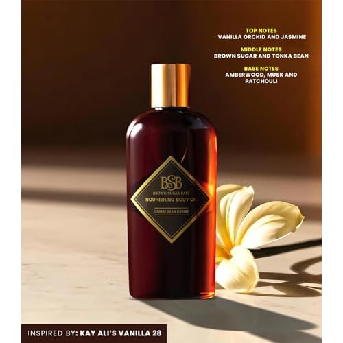 Brown Sugar Babe Creme de la Creme Body Oil, Jasmine and Vanilla Perfume Oils, Nourishing Scented Oil for Women, Skin Care, Body Oil Perfume, Paraben Free, Made in USA