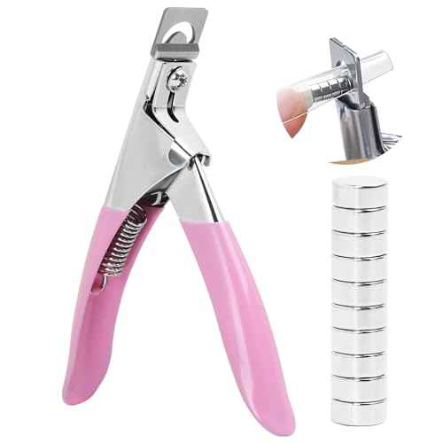 Acrylic Nail Clipper with Magnets,Nail Clippers Acrylic Nail Cutter,Nail Cutter for Nail Tips with 10PCS Sizer Magnets,Manicure Tool for Salon or Home Nail Art(Pink)