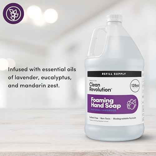Clean Revolution Foaming Hand Soap Refill Supply Container, Ready to Use Formula, Gluten Free, Natural Lavender Fragrance, 128 Fl. Oz, 4 Pack