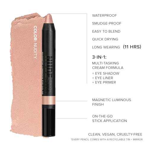 Nudestix Magnetic Luminous Eye Color ? 4-in-1 Cream Eyeshadow Stick, Eyeliner, Primer & Highlighter | Long-Wear, Waterproof Satin Finish | Vegan & Cruelty-Free Eye Makeup