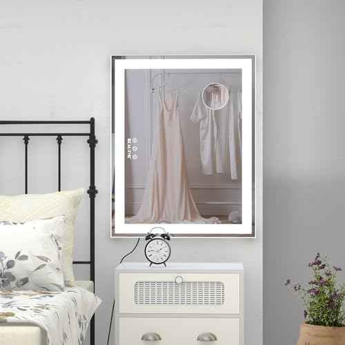 BEAUTME Vanity Mirror With LED Lights - Tabletop Hollywood Makeup Mirror for Bedroom - Aluminium Frame, 48.540.5cm, White