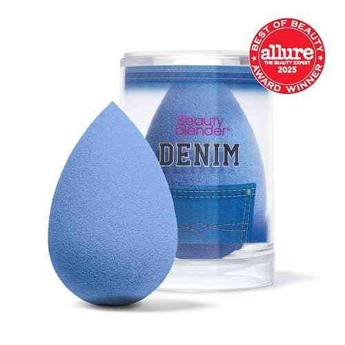 Beautyblender¢ç |Denim Limited Edition Beauty Blender Sponge, Super-Soft Foam Easily Blends Foundations, Powders & Creams, Made in USA, Reusable, Washable, Streak Free Application, Vegan, Cruelty Free