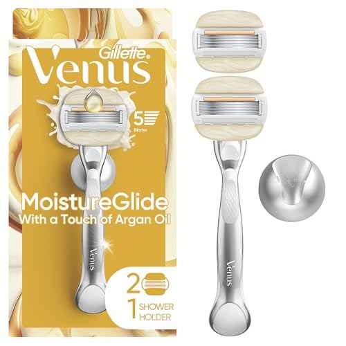 Venus Moistureglide Women's Razor, Reusable Handle, 2 Razor Blade Refills and Shower Holder, Holiday Gifts for Women