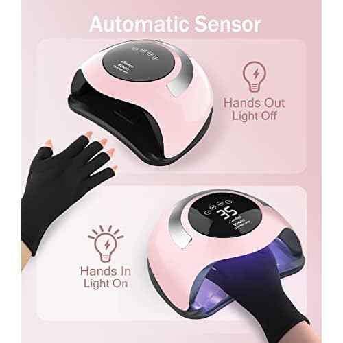 Easkep 120W UV Nail Lamp Kit - Gel Nails Dryer with UV Gloves