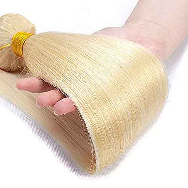 #613 Blonde Bundles Straight Bundles Human Hair 12 Inch Unprocessed Brazilian Virgin Weave Hairs Honey Blonde 1 Bundle 50 Gram Per Bundle Human Hair Extensions