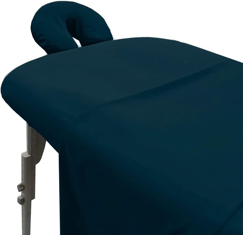 London Linens Soft Microfiber Massage Table Sheets Set - 3 Piece Navy Blue Cover, Fitted Sheet & Face Rest Cover