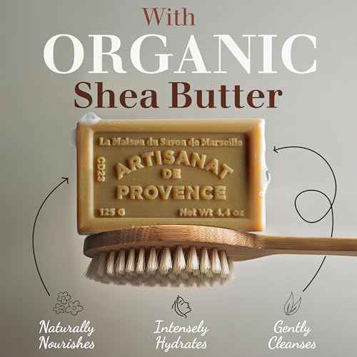 Hand & Body Soap Bars Trio - Lily of the Valley Moisturizing French Soap with Organic Shea Butter - Rich Creamy Lather - 97% Natural Ingredients - Solid Bath Cleanser Made in Provence - 3x4.4 oz