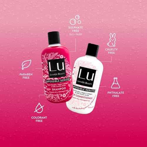 LATINUS BEAUTY RESCUE Impossible Keratin Anti-Frizz Shampoo and Conditioner Set for Dry, Damaged Hair (12 oz each)