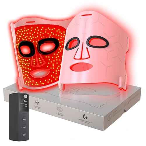 Infrared Red Light Therapy Mask: High Power for Glowing Skin ? Ultra-Thin 1.8mm 4.6oz, 830nm 633nm 590nm, Rechargeable, Red light therapy for face Luxury Gift - Pink Windmill