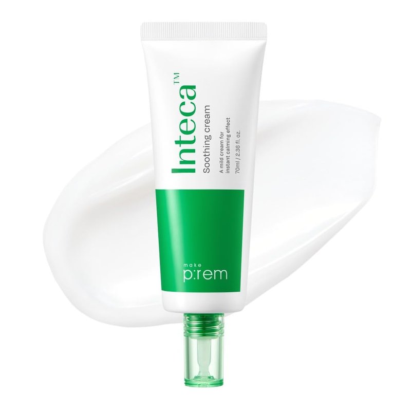 MAKE P:REM INTECA Soothing Cream, Quick Calming Facial Cream with Advanced CICA for All Skin Types, Oily Skin, EVE VEGAN, Korean Skin Care, 2.36 fl.oz. (70ml)