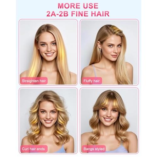 Sunwhisper Cordless Hair Straightener Brush with 200 Million Anion, Portable Cordless Straightener Comb for Travel with LCD Display (2 Clips,Pink)