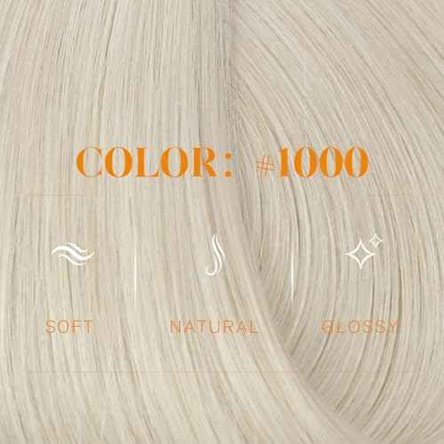Easyouth 22 Inch Weft Hair Extensions Human Hair Blonde Sew in Hair Extensions Real Human Hair White Blonde Soft and Smooth Human Hair Extensions Sew in for Women 100G