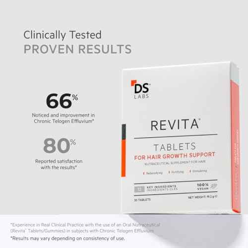 DS Labs Revita Hair Density Support Tablets - Daily Hair Wellness Supplement with Biotin, Zinc, Iron, Vitamin D, Magnesium & Melatonin, for Men & Women, 60 Tablets