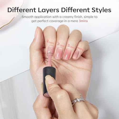 modelones Nude Gel Polish Jelly Natural Pink Gel Nail Polish French Tip Base Color Translucent Soak Off U V Soap Nails for Nail Art Manicure at Home 15ML