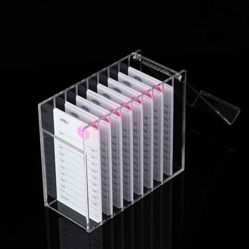 8 Layers Acrylic Eyelash Storage Organizer, Grafting False Eyelashes Display with 8 Pallets, Dustproof Cosmetic Beauty Extension Supplies (White)