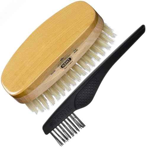 Kent MS23D Finest Men's Military Style Hair Brush - Satin and Beechwood Travel Size Base, Soft Pure White Natural Boar Bristle Ideal for Fine or Thinning Hair and Sensitive Scalps. Beard brush