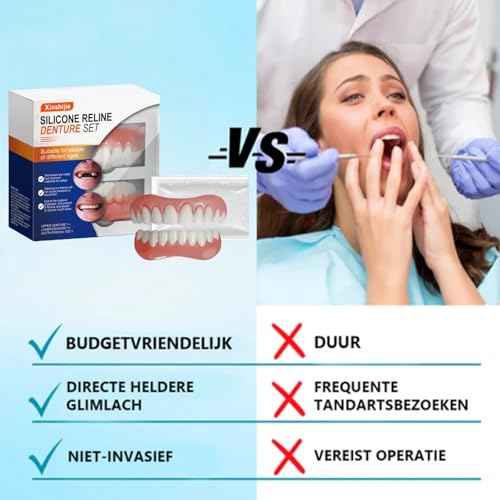 Soft Silicone Denture Liners ? Comfortable Fit Denture Set with Upper & Lower Lightweight Liners for Secure Fit & Comfortable Wear (1 Set)