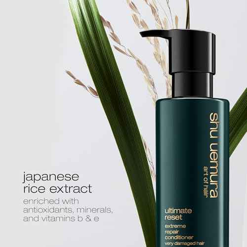 shu uemura art of hair Ultimate Reset Extreme Hair Repair Conditioner - Strengthens to Reduce Breakage and Split Ends, Deeply Conditions and Nourishes Damaged Hair, With Japanese Rice Extract, 8 Fl Oz