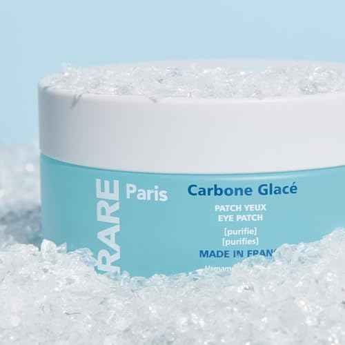 RARE Paris - Carbone Glac? - Purifying Carbon Black Under Eye Patches - Cleanses & Tightens - With Hamamelis & Mallow - Purifying, Firming & Revitalizing - Multi-Active Serum Formula - 30 Pairs
