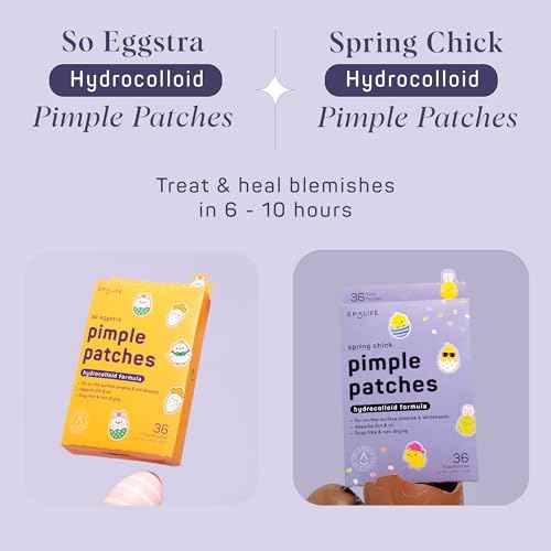 Spalife So Eggstra & Spring Chick Pimple Patch Duo ? Hydrocolloid Easter Pimple Patches ? Overnight for Acne, Spots, Redness ? Cute Easter Skincare Gifts ? Bundle of 72 Assorted Patches