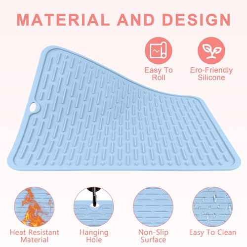 Oversize Silicone Heat Resistant Mat for Curling Irons, Flat Irons, Hair Straighteners and Hot Hair Styling Tools, Portable Hot Tools Sleeve Pad for Travel Vanity Salon(14.2" x 11.0")