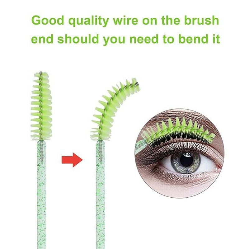 Disposable Eyelash Brushes - 100PCS Mascara Wands Applicator Kit for Eyelash Extensions & Eyebrow Care | Green Container