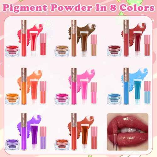 BRIPATI DIY Lip Gloss Making Kit, DIY Lip Glosses Set to Make Your Own Lip Stick, Fun Craft Makeup Lipglosses, All-Inclusive Moisturizing Handmade Lip Glaze Supplies Set for Beginner Women Girls