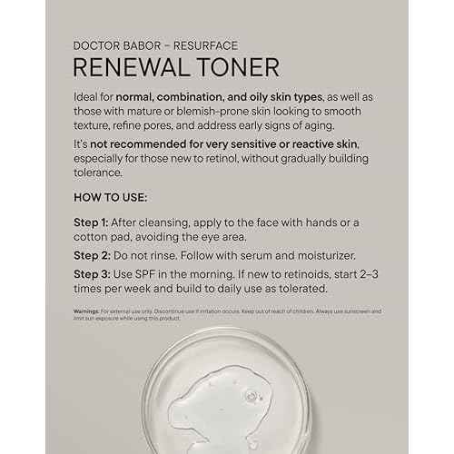 DOCTOR BABOR Renewal Toner, Smoothing & Refining Toner, Rejuvenated Complexion with Retinol & Niacinamides, Even Skin Tone and Texture, 6.76oz