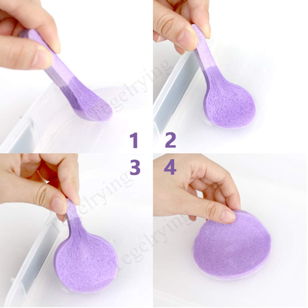 Tegelrying Facial Sponge Compressed,60 Pcs PVA Professional Makeup Removal Wash Round Face Sponges Spa Pads Exfoliating Cleansing for Women,Purple