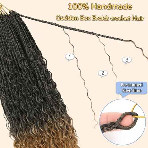 14 Inch Boho Box Braids Crochet Hair Goddess Box Braids Crochet Hair 8 Packs Boho Box Braid Synthetic Bohemian Braid for Women