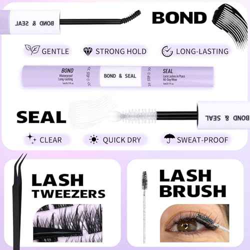 EYDEVRO Wispy Lash Clusters Kit Natura Eyelash Clusters Kit 9-18mm Cluster Eyelash Extensions CD Curvature 192 Pcs Manga Lash Extension Kit Individual Eyelash Extension Kit Lash Bond and Seal Tweezers