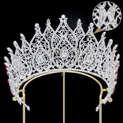 Crystal Queen Crown for Women Tall Wedding Crown for Bride Birthday Prom Princess Quince Tiara for Girls Pageant Crown Large Bridal Headpiece