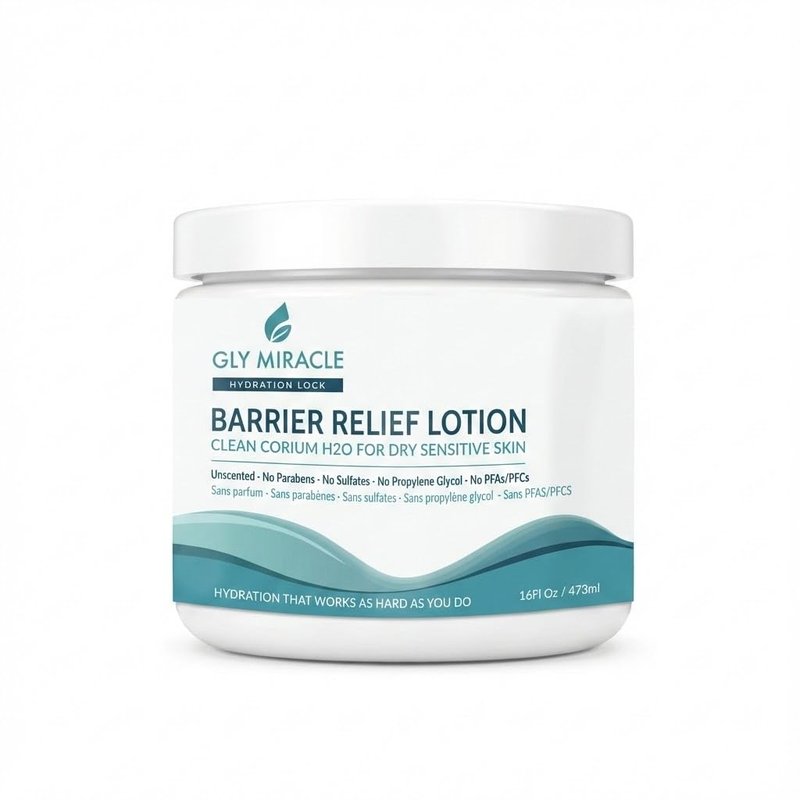 GLY MIRACLE Barrier Relief Clean Corium H2O Moisture Lotion, Professional-Strength Glycerin Hydration for Severely Dry, Cracked, Sensitive Skin, Fragrance-Free, Non-Greasy, 16 oz Jar
