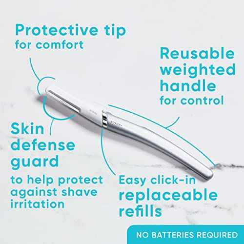Gillette Venus Facial Razor, Exfoliating Dermaplaning Tool for Face, Replaceable Refills, Removes Fine Facial Hair, Exfoliates Dead Skin, Skin Defense Guard, Handle with 5 Blade Refills