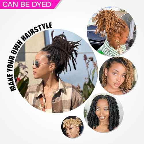 0.6 cm Width 4 Inch 60 Strands Human Hair Loc Extensions, Natural Black 100% Full Handmade Permanent Real Human Hair Dreadlock Extensions for Women/Men/Kids Can Be Dyed Bleached Curled Twisted