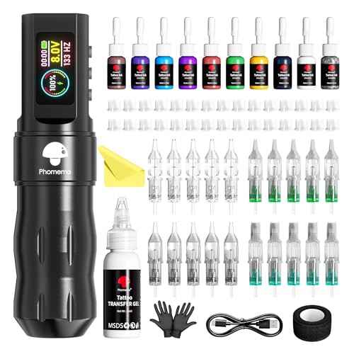 Phomemo Wireless Tattoo Gun Kit, Tattoo Machine Kit with Tattoo Power Supply, Tattoo Kit for Beginners Complete Set, Tattoo Pen Machine Kit with 20 Tattoo Cartridge Needles