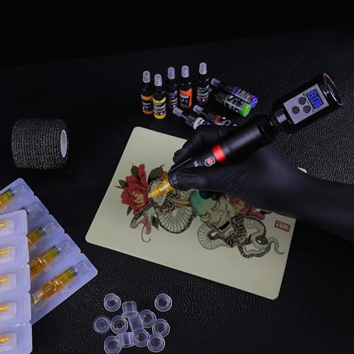 Tattoo Machine Kit Wireless - Tattoo Guns with 1500mAh Power Supply, Cartridge Needles and Ink Set, Beginner Tattoo Supplies for Temporary and Starter Kits