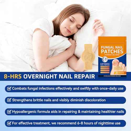 Nail Patches Toenail Treatment Extra Strength, 8-Hour Overnight Nail Fast Acting Repair Effortless Hydrogel Nail Care and Repair for Damaged Nails Overnight Renewal 21 Patches