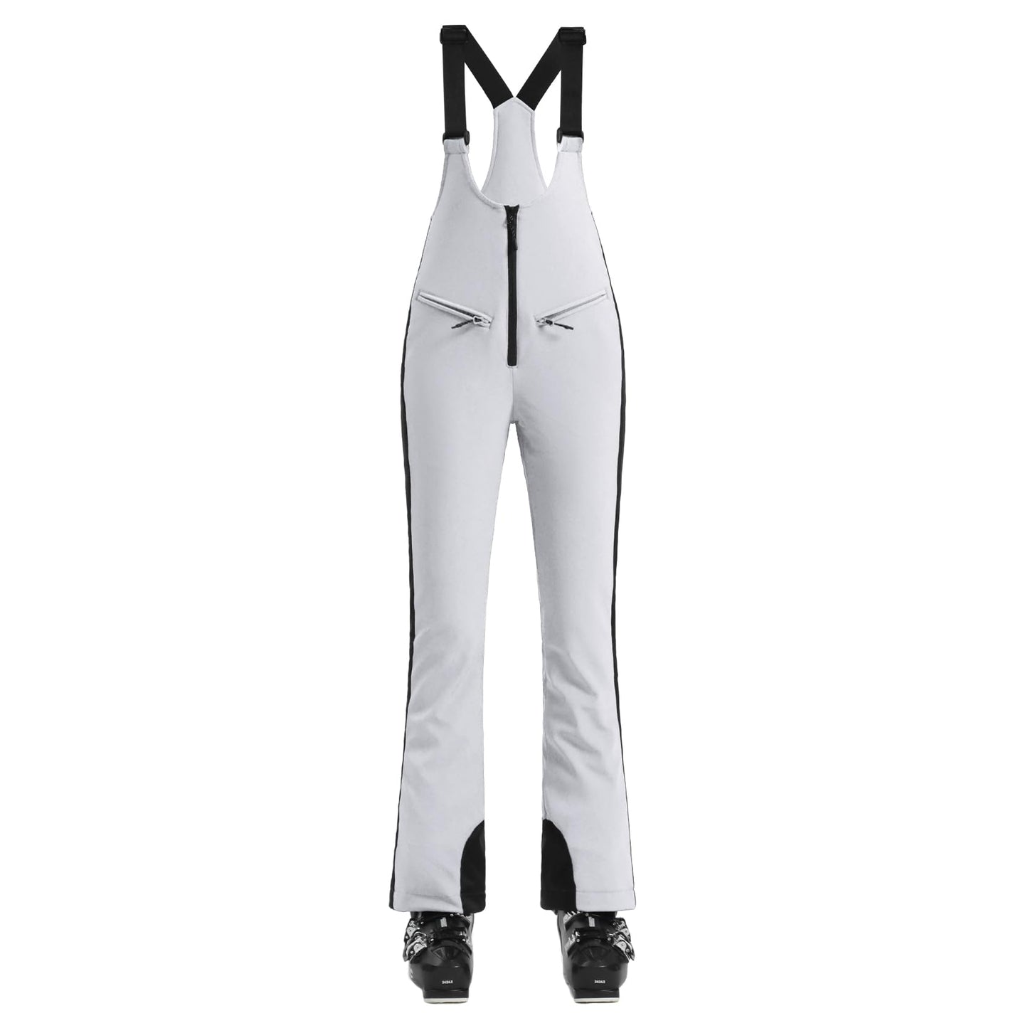 GSOU SNOW Womens Ski Bib Snow Pants Overalls Snowboard Waterproof Windproof Slim Winter Warm High Elasticity White