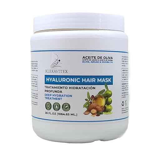 Hyaluronic Hair Mask Formulated With a Rich Blend of Olive Oil and Jojoba Oil to Provide Intense and Lasting Hydration for Dry or Damaged Hair, Restore Vitality and Shine (36 OZ)