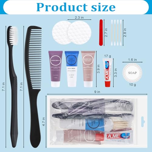 Toiletries Kits Bulk Disposable Travel Supplies, Personal Hygiene Care Essentials Men Women Trial Size Toiletry Sets Amenities for Hotel/Camping/ Charity/Homeless/Shelter/Relief 7 in 1 (20 Pack)