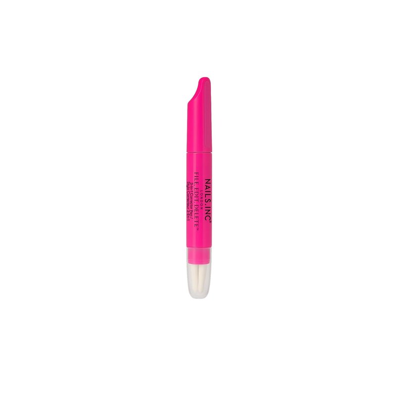 Nails Inc 3-in-1 Nail Corrector Pen - Precision Tip Cuticle Pusher & Polish Remover | Easy Cleanup, 0.13 FL